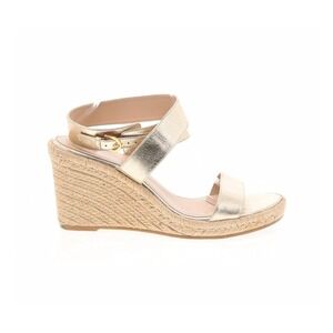 Stuart Weitzman Metallic Gold Leather Espadrille Strappy Wedge Sandals Womens 9